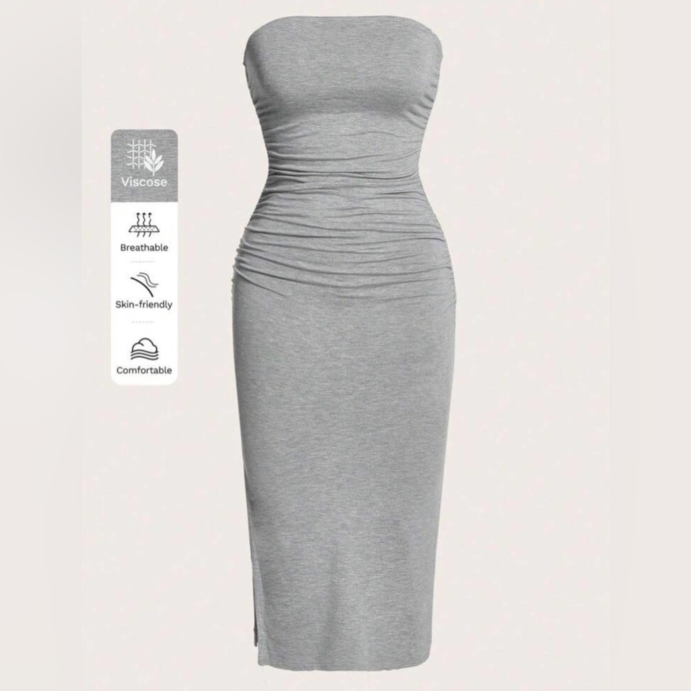 Target Grey Strapless Ruched Maxi Dress NWOT